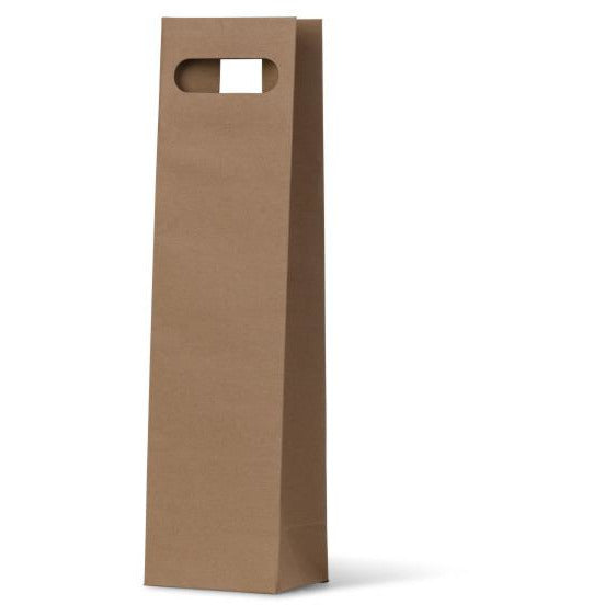 Brown Kraft Die Cut Bag - Single Wine