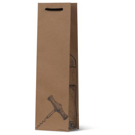 Brown Kraft Corkscrew Bag - Single Wine