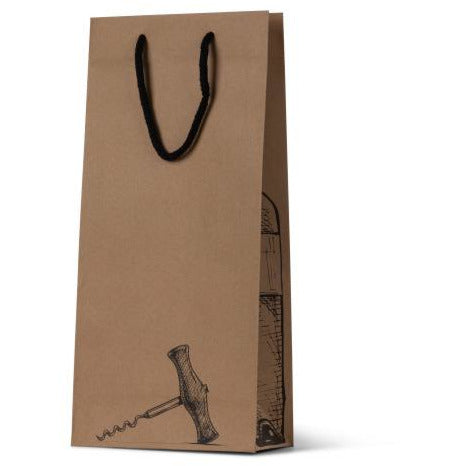 Brown Kraft Corkscrew Bag - Double Wine